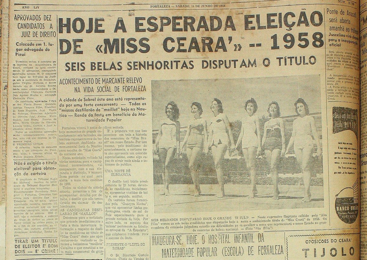 Alto da capa do Unitário de 14 de junho de 1958, com a foto das candidatas