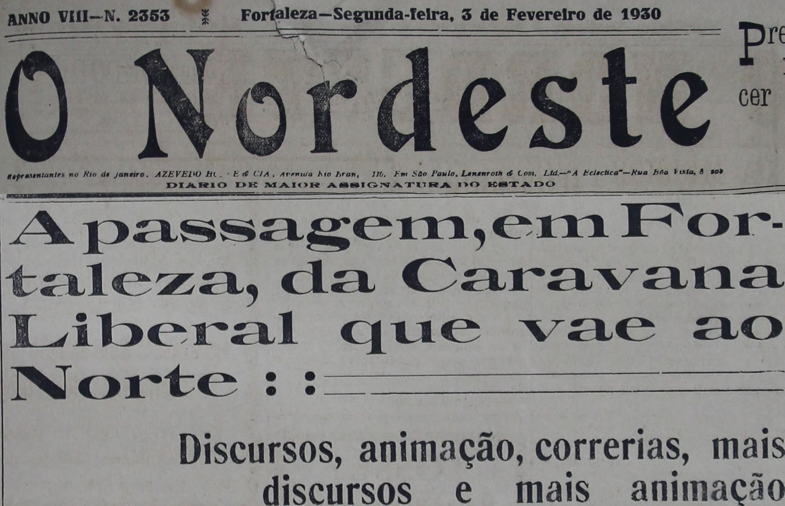 Capa d'O Nordeste de 3 de fevereiro de 1930