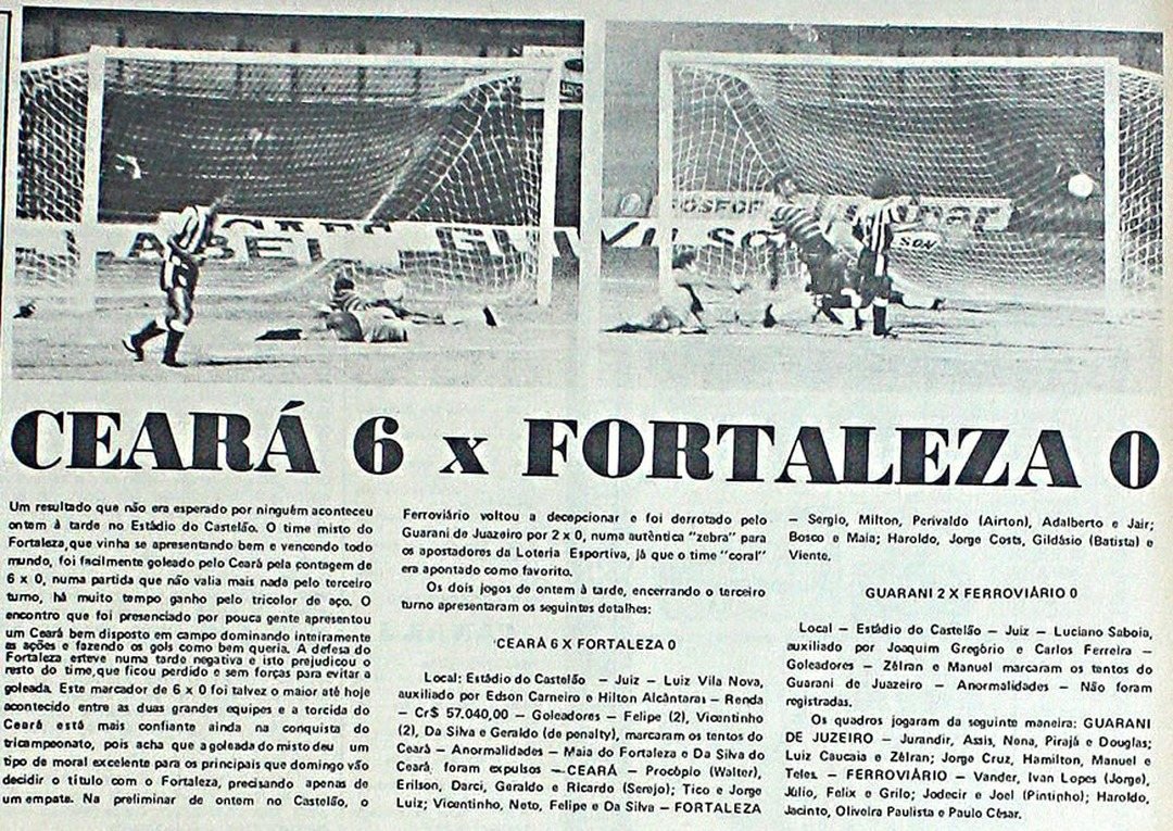 Manchete e fotos de gol no Castelão