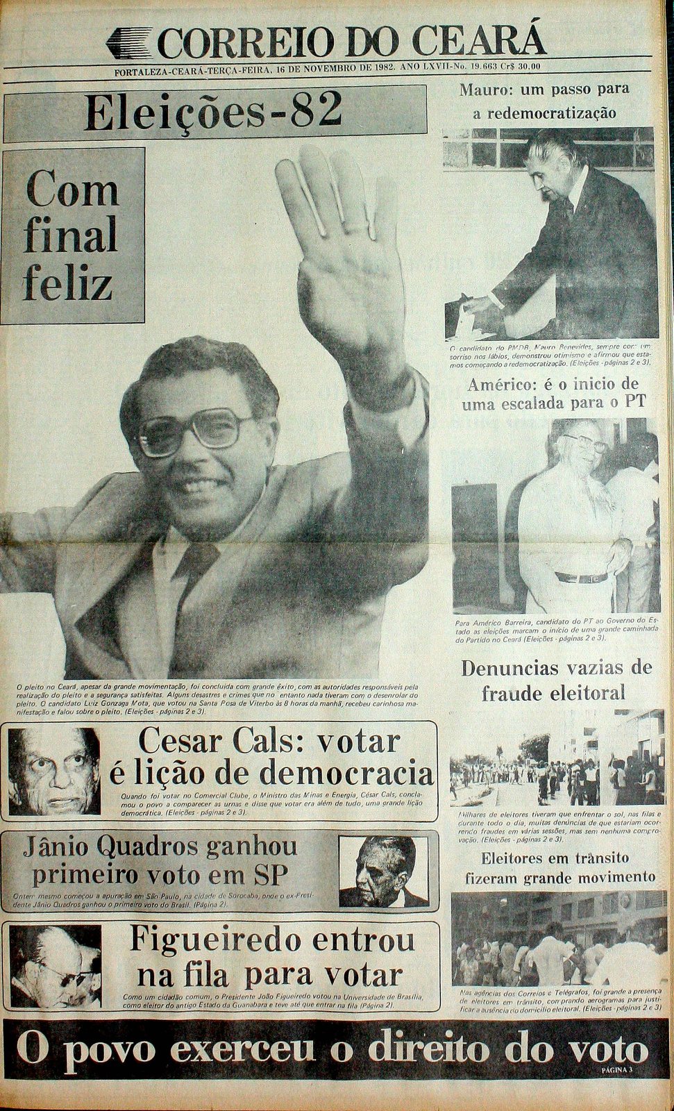 Capa do Correio do Ceará de 16 de novembro de 1982