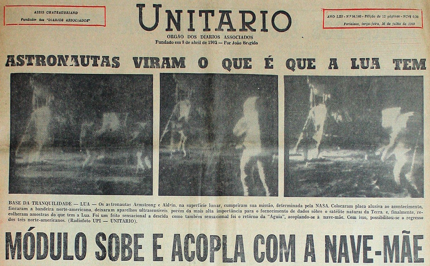 Capa do Unitário de 22 de julho de 1969, com três radiofotos da Apollo 11