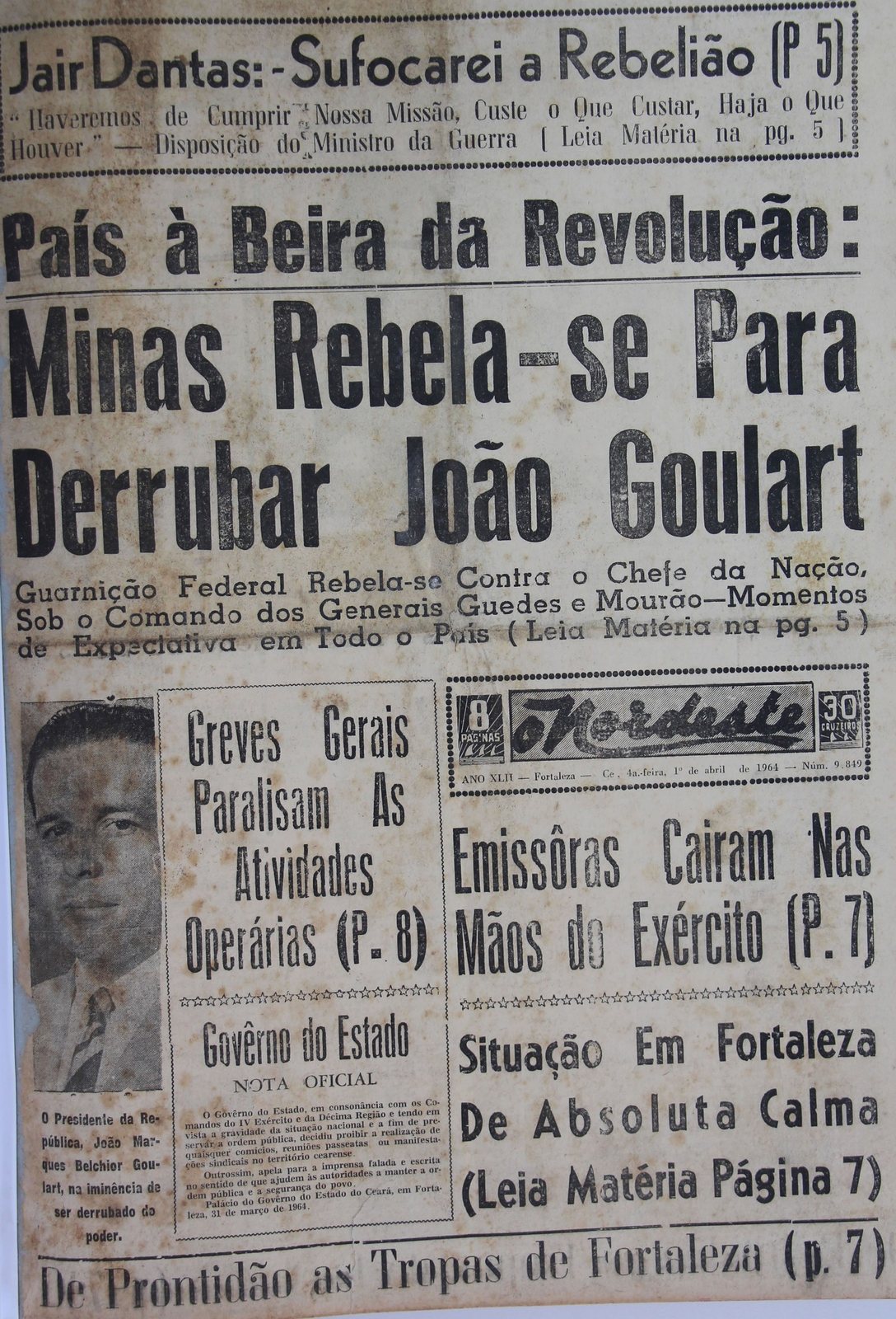 Capa d'O Nordeste de 1º de abril de 1964