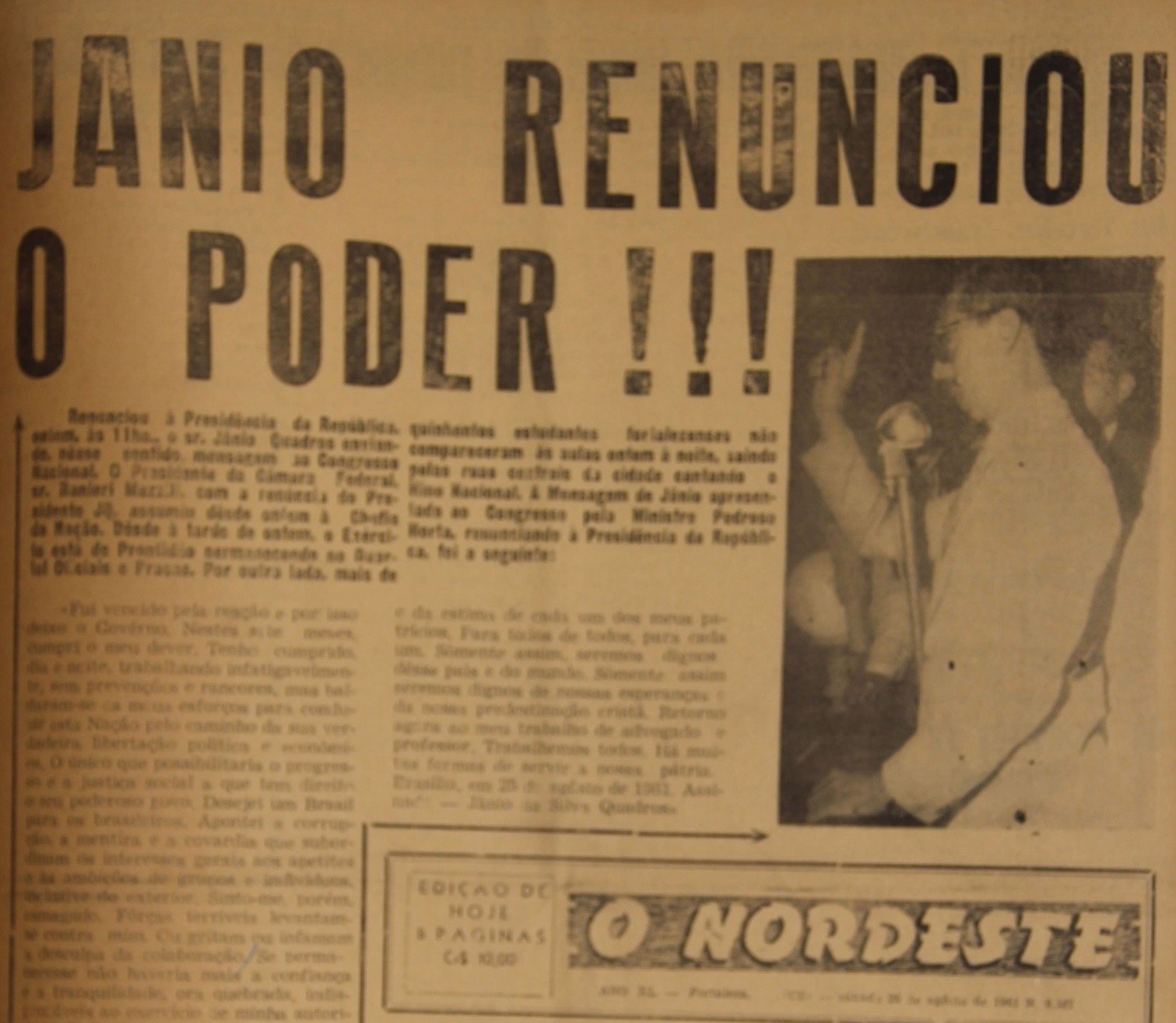 Capa d'O Nordeste de 26 de agosto de 1961