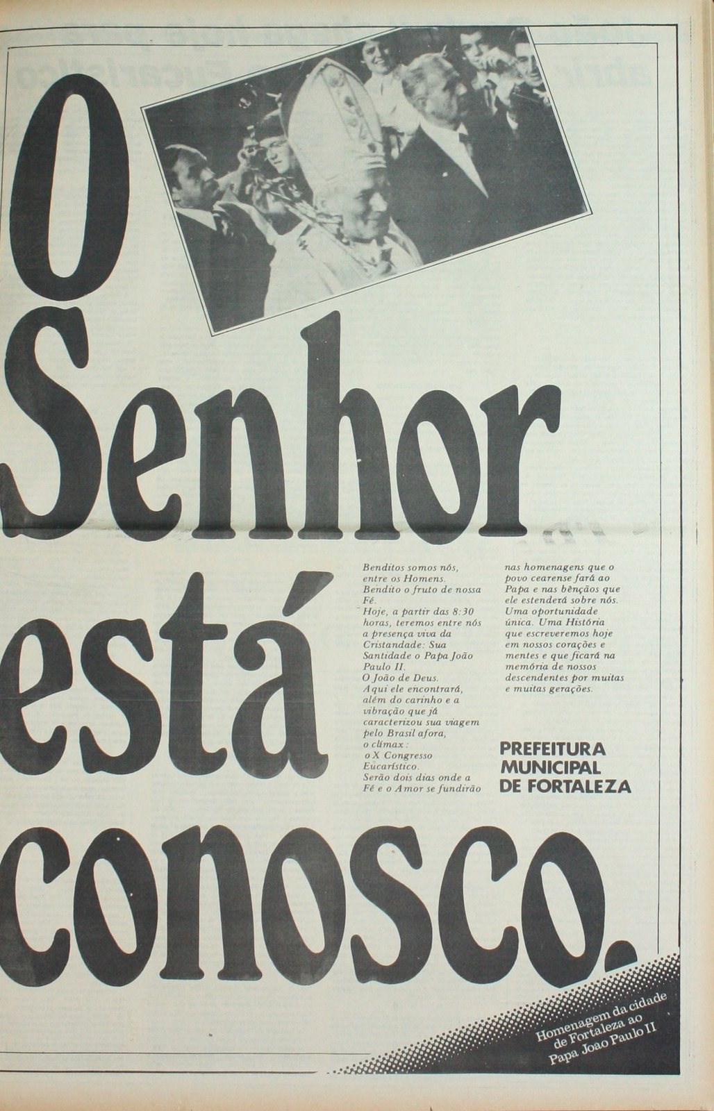 Homenagem paga da Prefeitura de Fortaleza ao papa, publicada no Correio do Ceará em 9 de julho de 1980