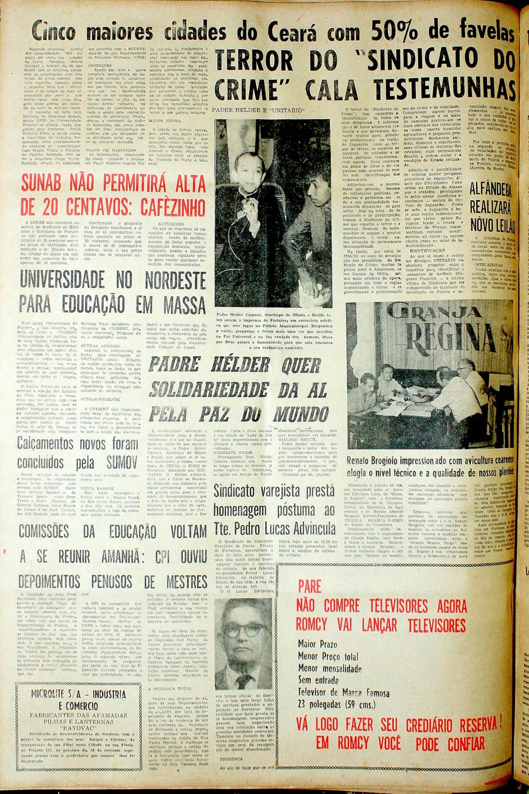 Primeira página do Unitário, agosto de 1967