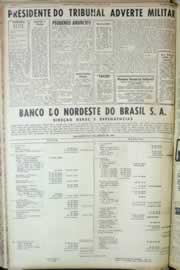 Página do jornal Correio do Ceará de agosto de 1964