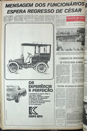 Página do jornal Correio do Ceará de setembro de 1974