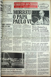 Página do jornal Correio do Ceará de agosto de 1978