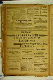 Página do jornal O Nordeste de agosto de 1922