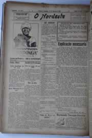 Página do jornal O Nordeste de agosto de 1928