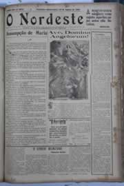 Página do jornal O Nordeste de agosto de 1929