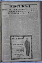 Página do jornal O Nordeste de dezembro de 1929
