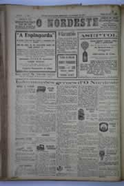 Página do jornal O Nordeste de setembro de 1932