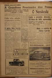 Página do jornal O Nordeste de abril de 1952
