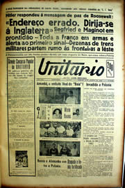 Página do jornal Unitário de agosto de 1939
