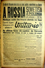Página do jornal Unitário de setembro de 1939