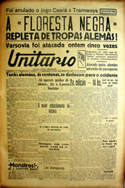 Página do jornal Unitário de setembro de 1939