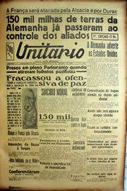 Página do jornal Unitário de outubro de 1939