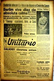 Página do jornal Unitário de outubro de 1939
