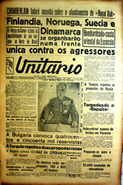 Página do jornal Unitário de outubro de 1939