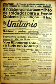 Página do jornal Unitário de outubro de 1939