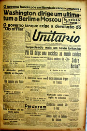 Página do jornal Unitário de outubro de 1939