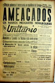 Página do jornal Unitário de novembro de 1939