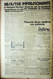 Página do jornal Unitário de novembro de 1939