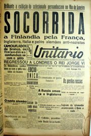 Página do jornal Unitário de dezembro de 1939
