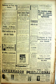 Página do jornal Unitário de dezembro de 1939