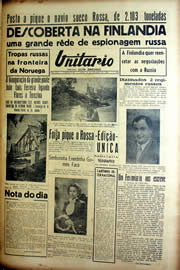 Página do jornal Unitário de dezembro de 1939