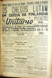 Página do jornal Unitário de dezembro de 1939