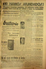 Página do jornal Unitário de fevereiro de 1940