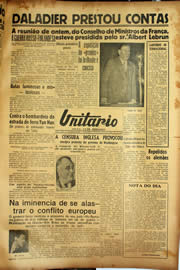 Página do jornal Unitário de fevereiro de 1940