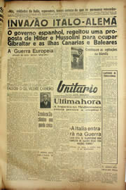 Página do jornal Unitário de maio de 1940