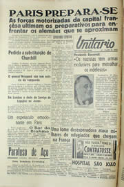 Página do jornal Unitário de maio de 1940