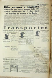 Página do jornal Unitário de junho de 1940