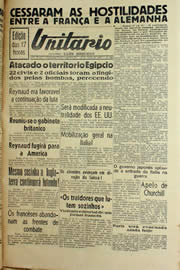 Página do jornal Unitário de junho de 1940