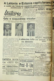 Página do jornal Unitário de junho de 1940