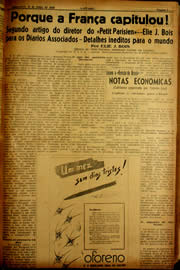 Página do jornal Unitário de julho de 1940