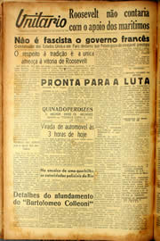 Página do jornal Unitário de julho de 1940