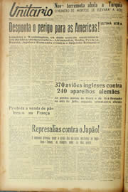 Página do jornal Unitário de agosto de 1940