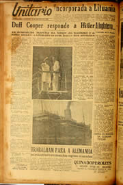 Página do jornal Unitário de agosto de 1940