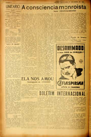 Página do jornal Unitário de agosto de 1940
