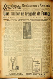 Página do jornal Unitário de agosto de 1940