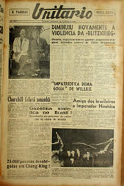 Página do jornal Unitário de agosto de 1940
