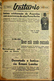 Página do jornal Unitário de agosto de 1940