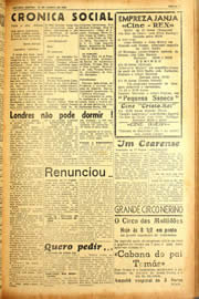 Página do jornal Unitário de agosto de 1940