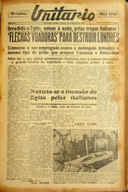 Página do jornal Unitário de setembro de 1940