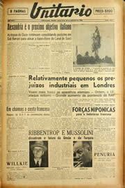 Página do jornal Unitário de setembro de 1940